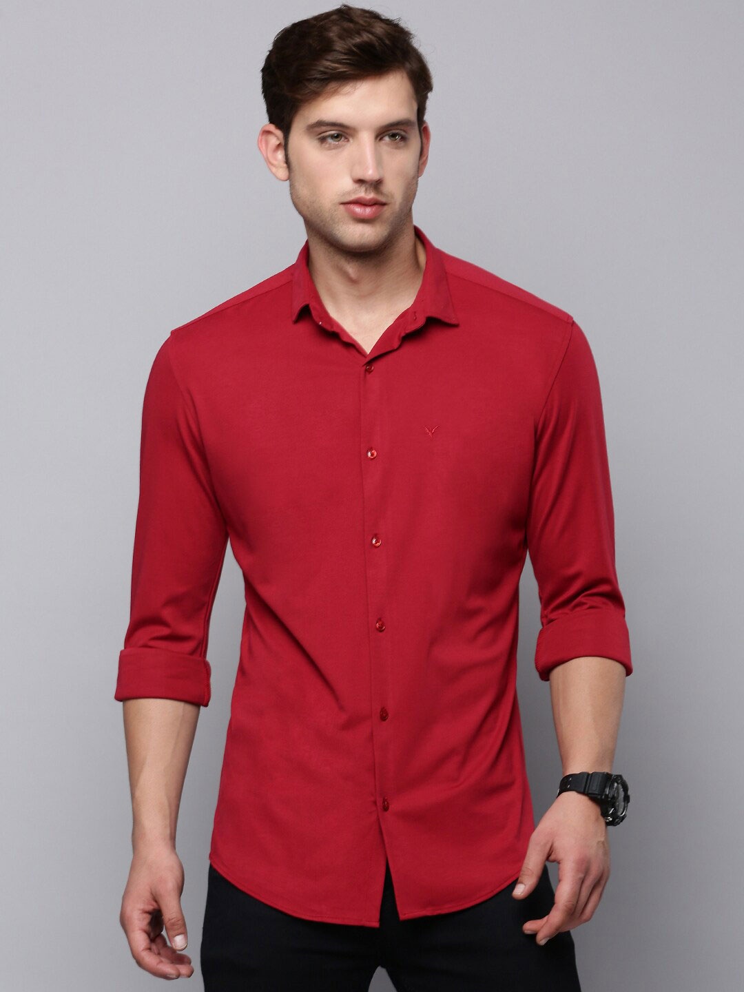 

SHOWOFF Men Spread Collar Classic Casual Cotton Shirt, Red