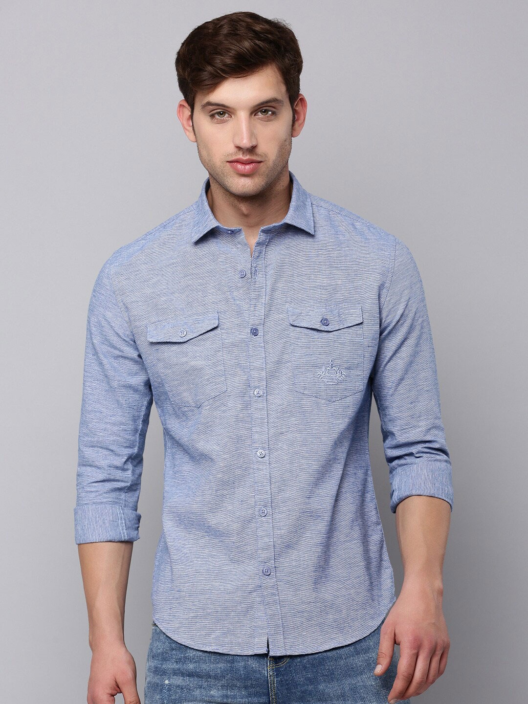 

SHOWOFF Men Classic Cotton Casual Shirt, Navy blue