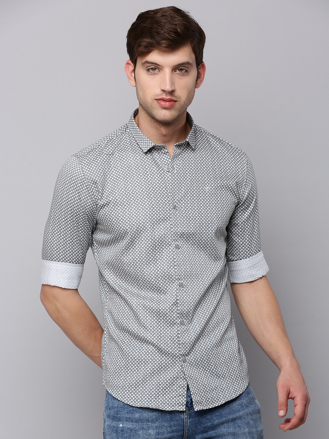 

SHOWOFF Men Cotton Comfort Printed Casual Shirt, Cream