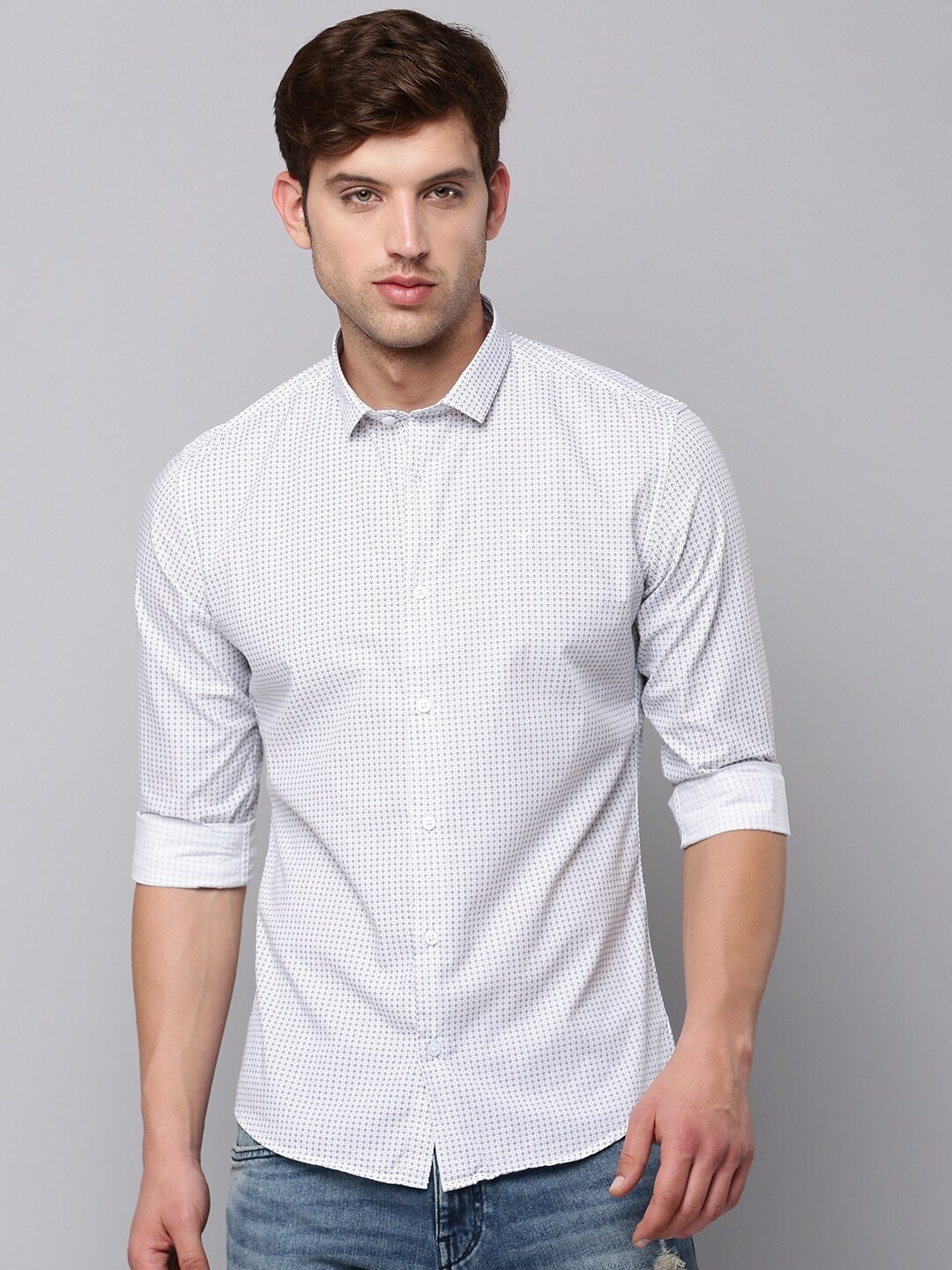 

SHOWOFF Men Comfort Printed Casual Cotton Shirt, White