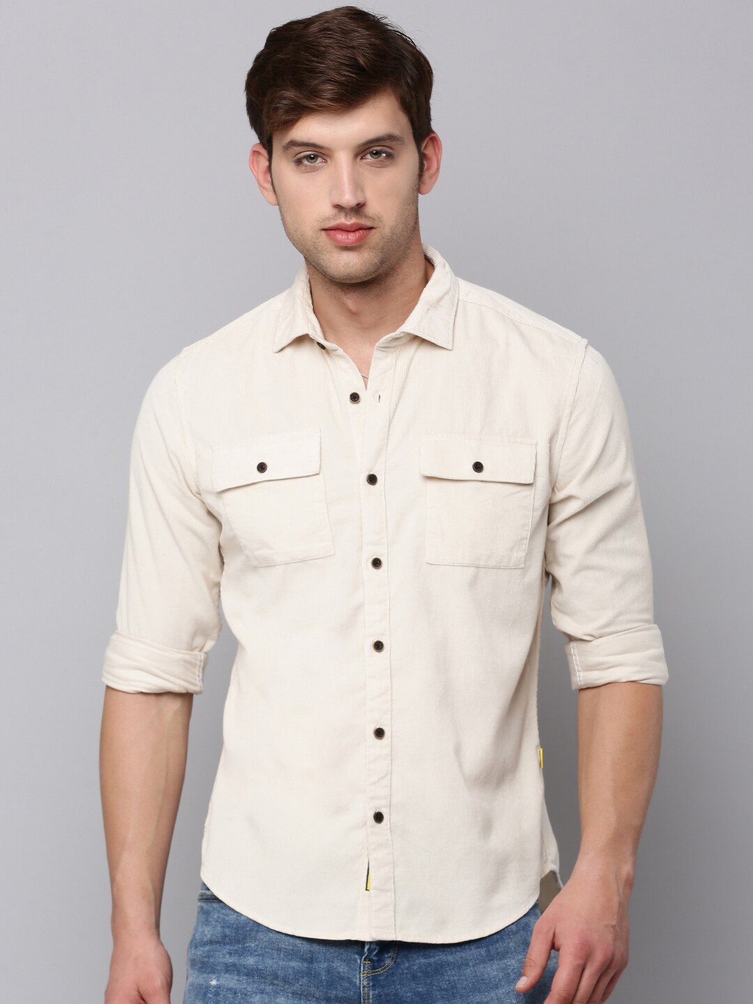 

SHOWOFF Men Comfort Casual Cotton Shirt, Cream