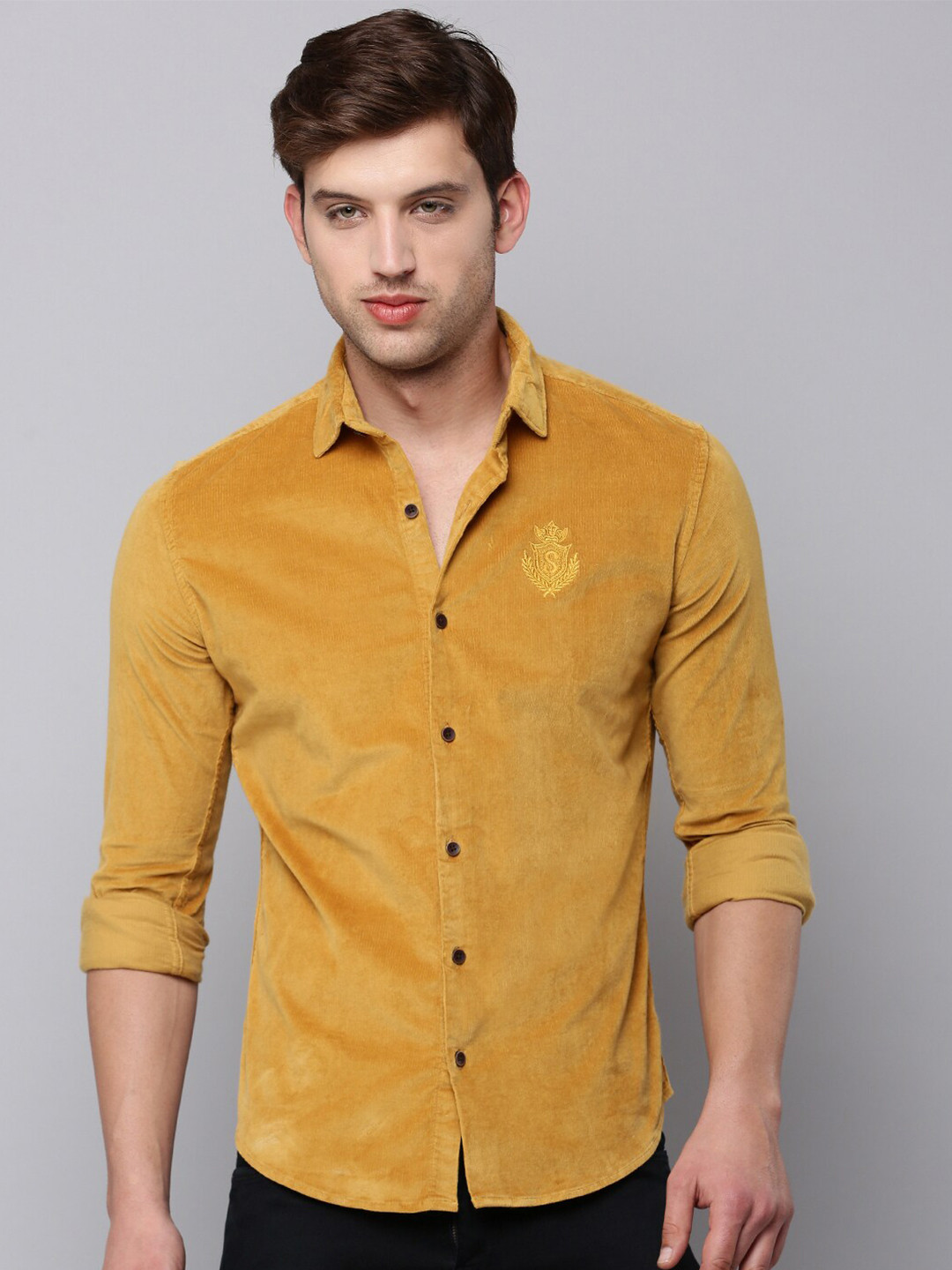

SHOWOFF Men Cotton Classic Casual Shirt, Mustard