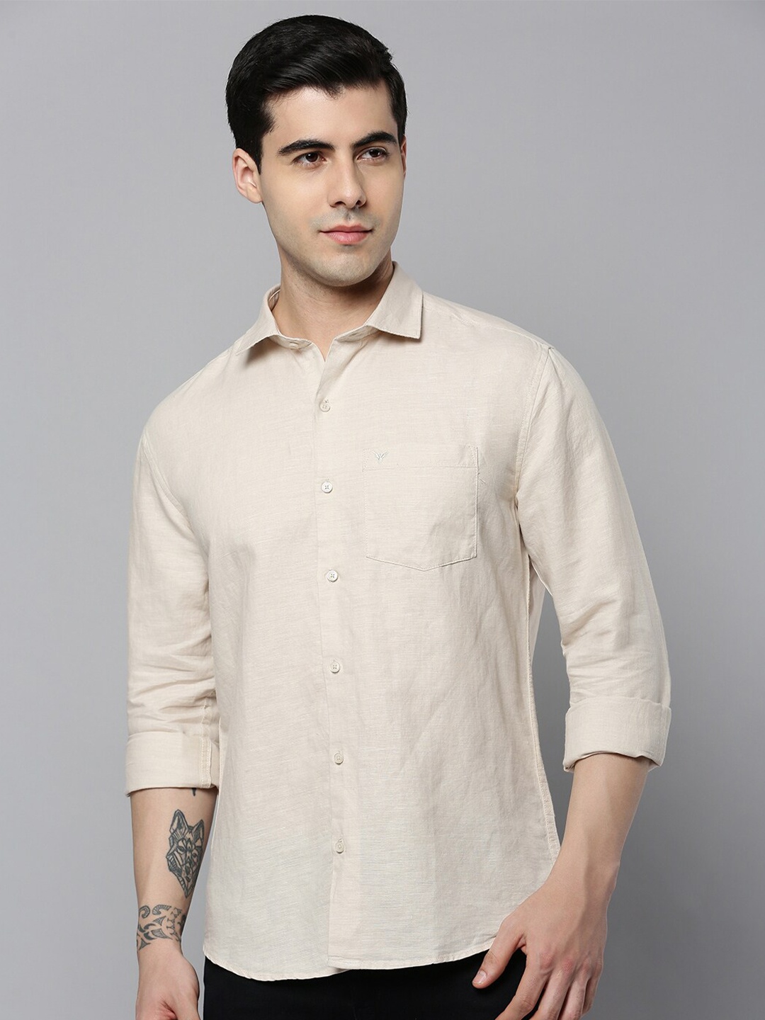 

SHOWOFF Men Classic Casual Cotton Shirt, Cream