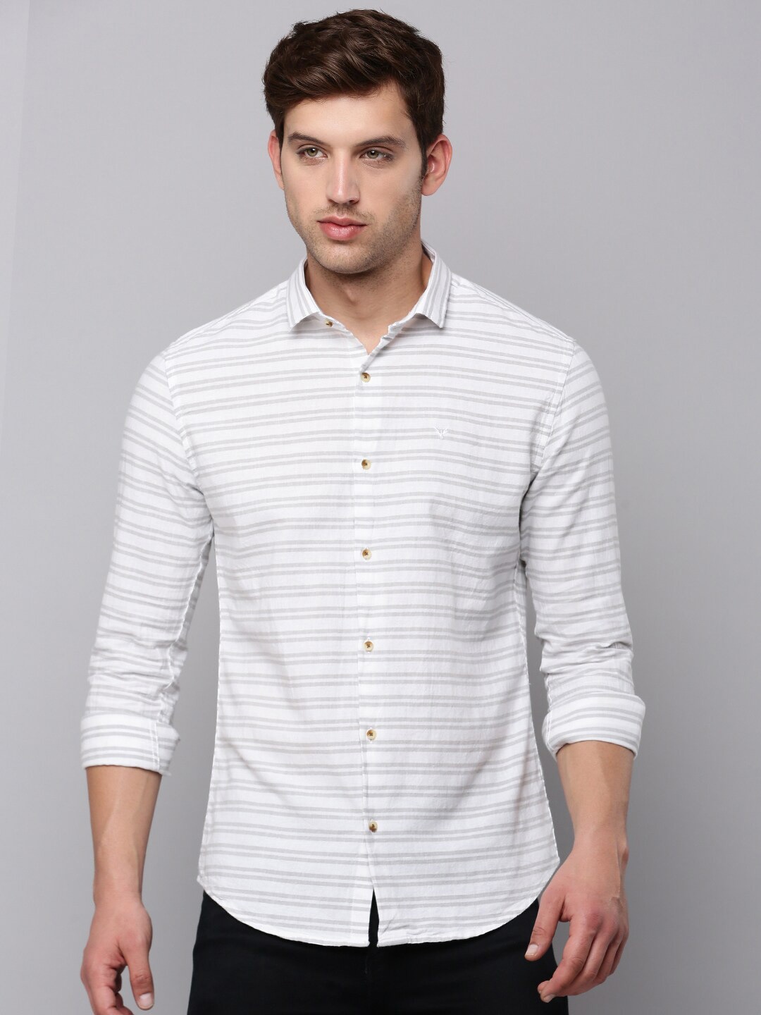 

SHOWOFF Men Horizontal Striped Casual Cotton Shirt, White