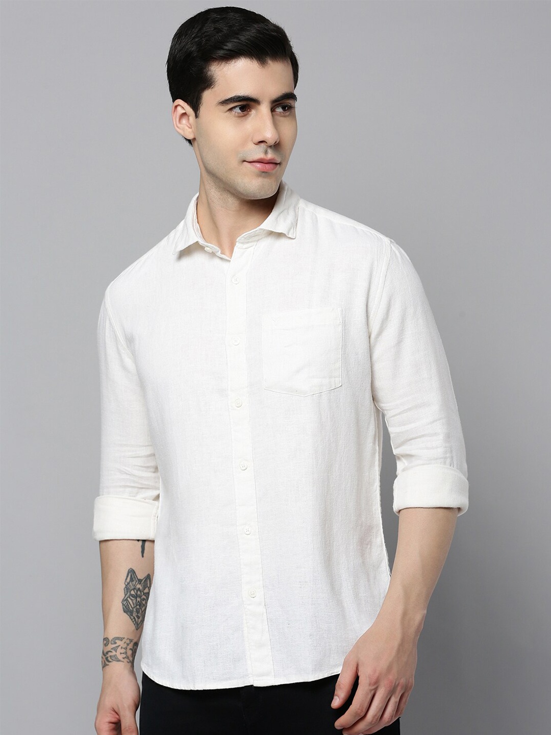 

SHOWOFF Men Cotton Classic Casual Shirt, White