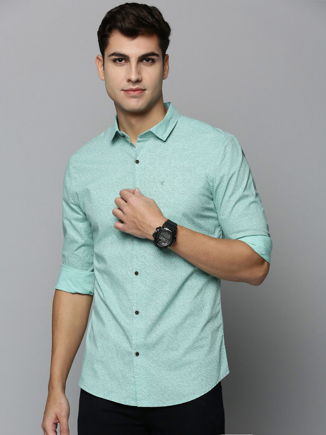 

SHOWOFF Men Printed Casual Cotton Shirt, Sea green