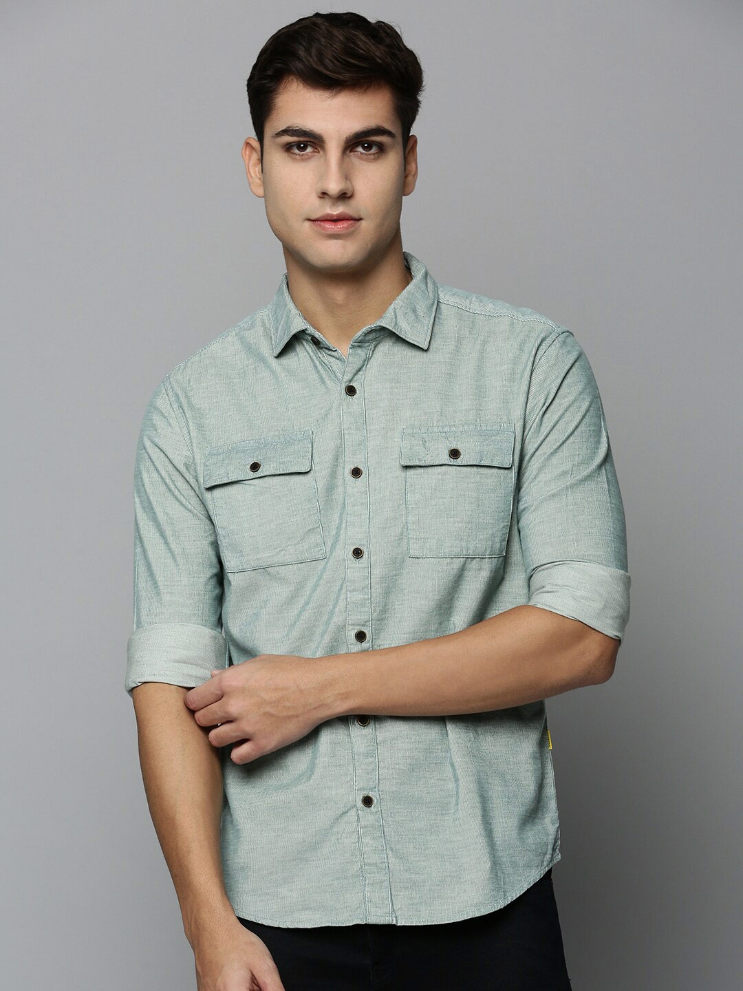 

SHOWOFF Men Solid Comfort Casual Cotton Shirt, Sea green