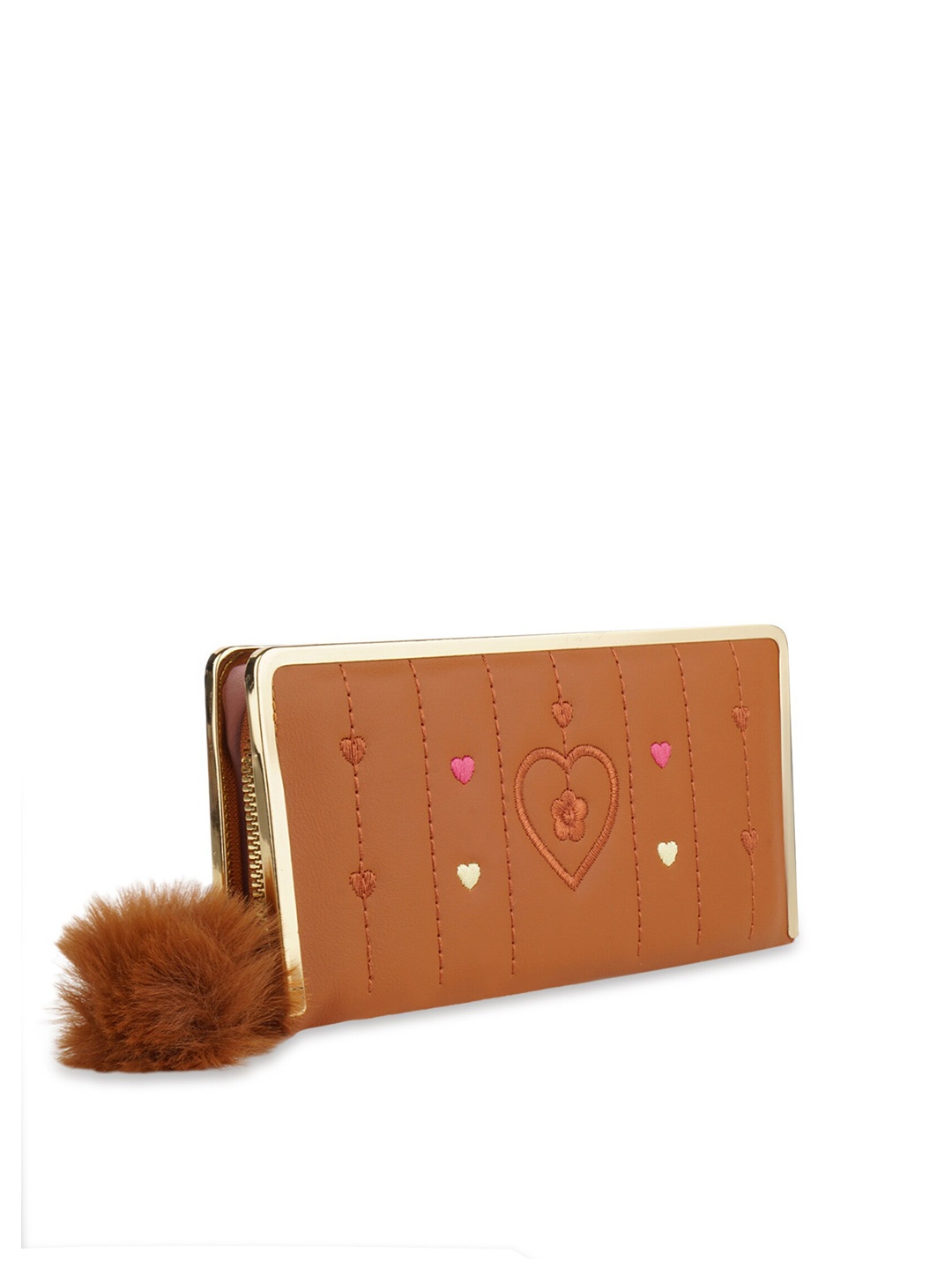 

Kanvas Katha Women Tan Textured PU Zip Around Wallet
