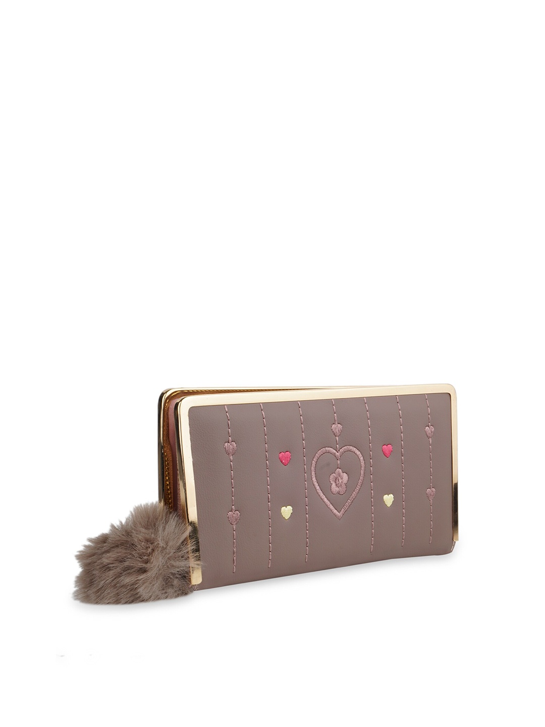 

Kanvas Katha Women Textured PU Zip Around Wallet, Pink