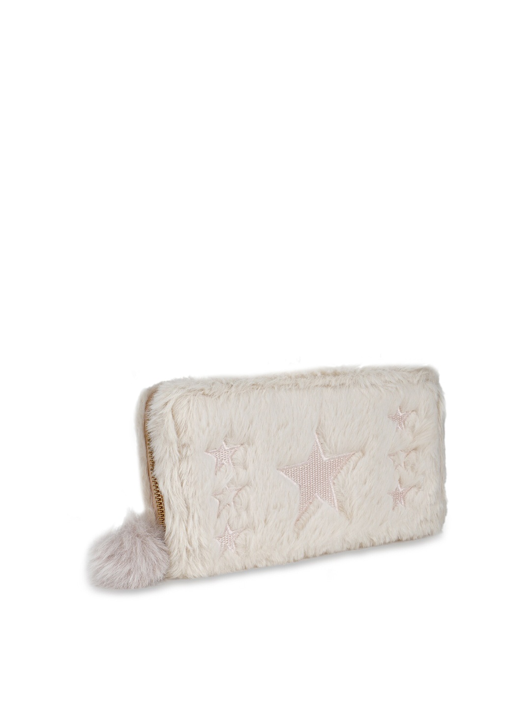

Kanvas Katha Women Embroidered PU Zip Around Wallet, Off white