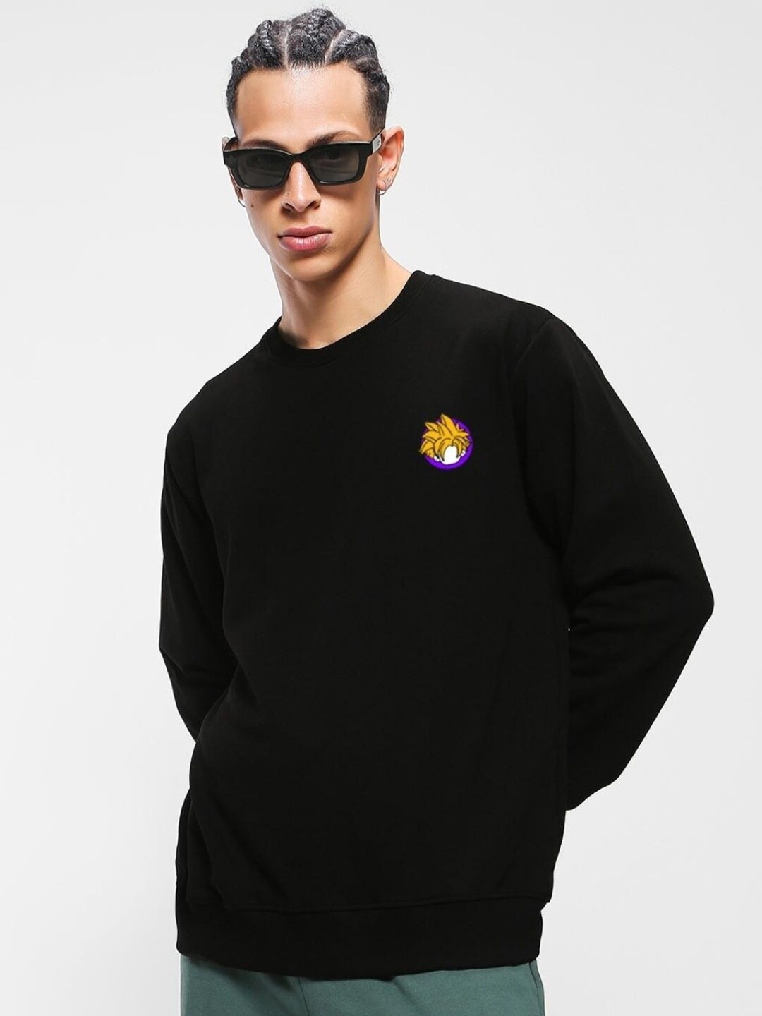 

Bewakoof Men Printed Fleece Sweatshirt, Black