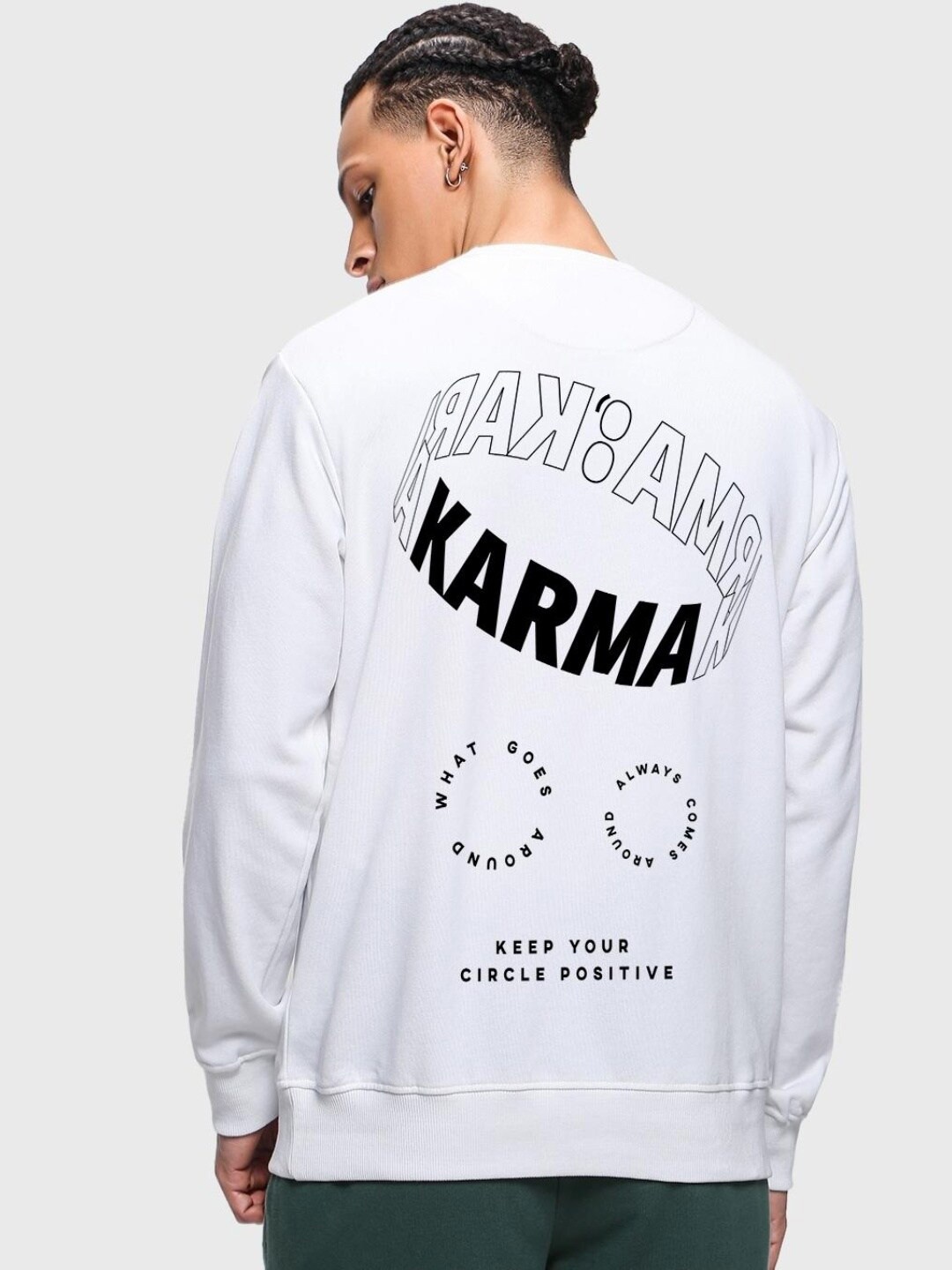 

Bewakoof Men Printed Pullover Fleece Sweatshirt, White