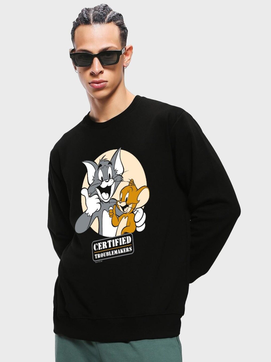 

Bewakoof Men Tom & Jerry Printed Pullover Sweatshirt, Black
