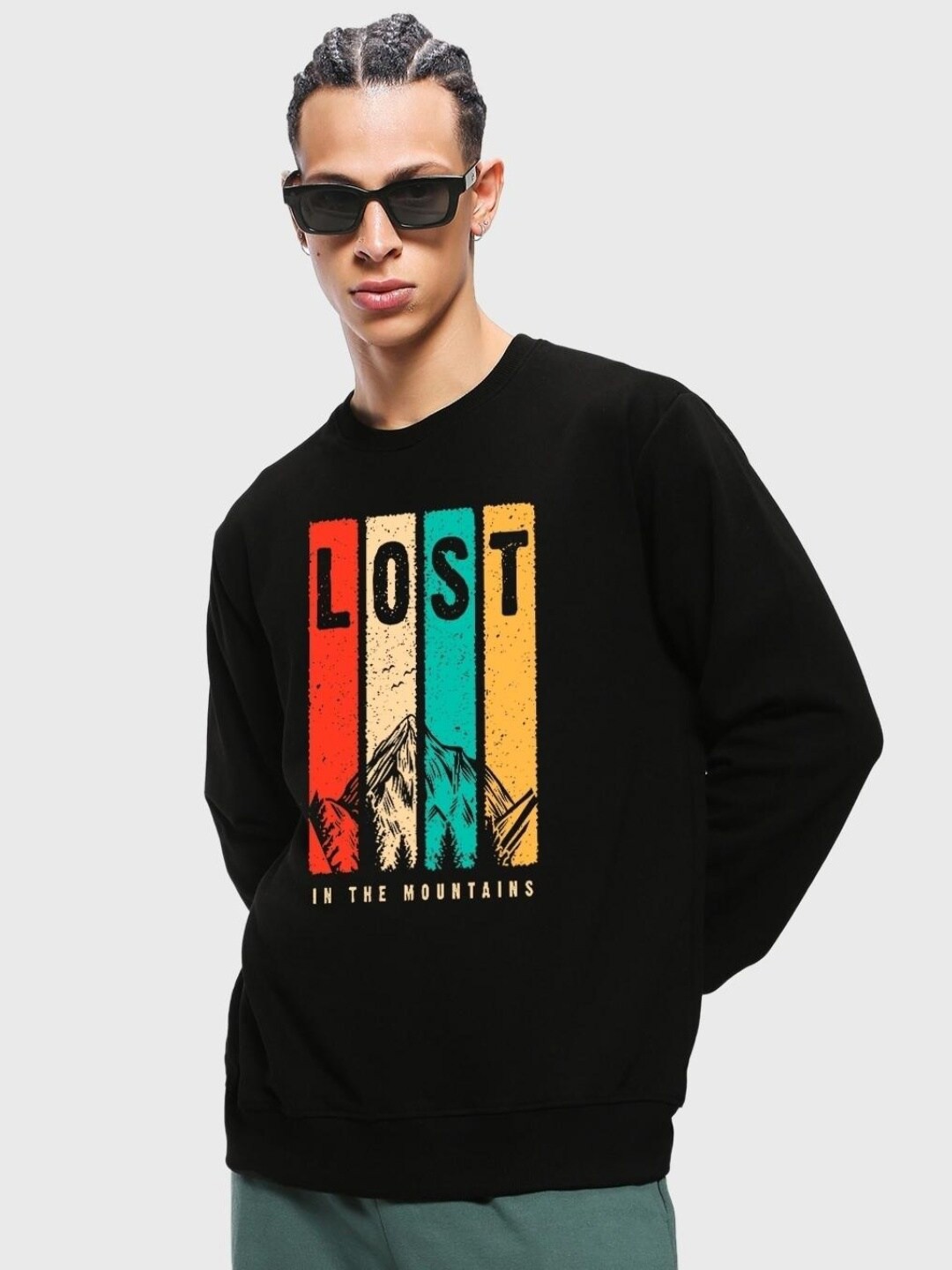 

Bewakoof Men Typography Printed Knitted Pullover Sweatshirt, Black