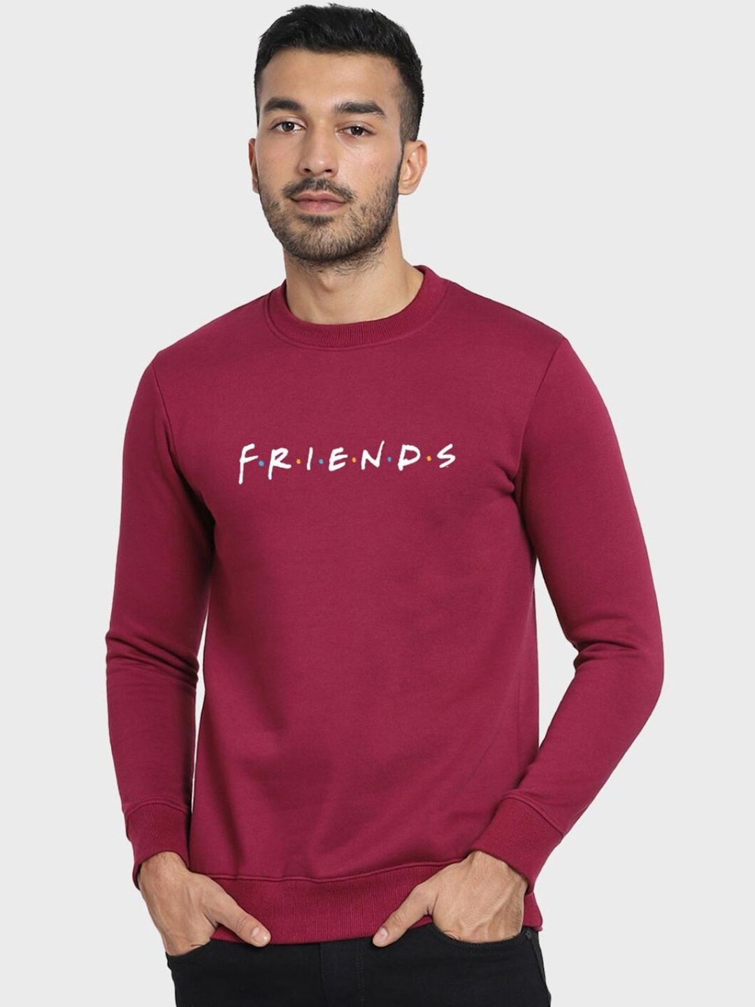 

Bewakoof Men Typography Printed Round Neck Fleece Sweatshirt, Red