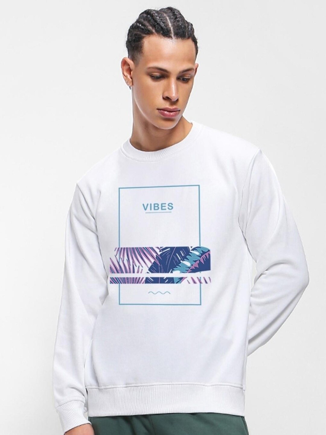 

Bewakoof Men Graphic Printed Fleece Sweatshirt, White