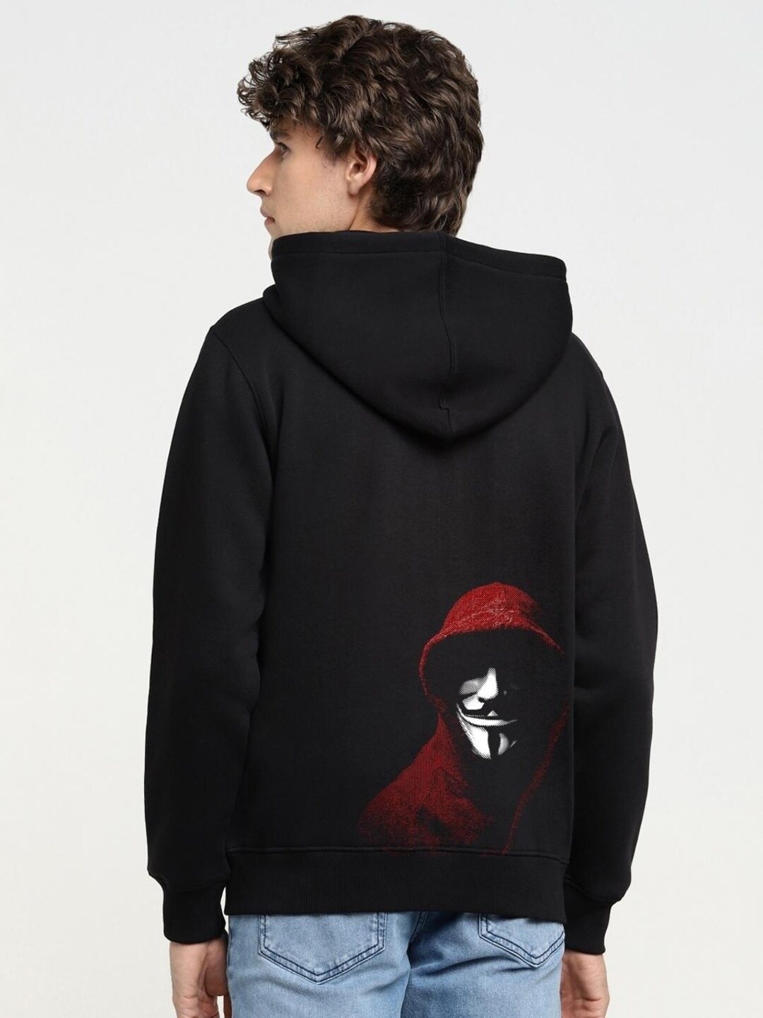 

Bewakoof Men Printed Hooded Sweatshirt, Black