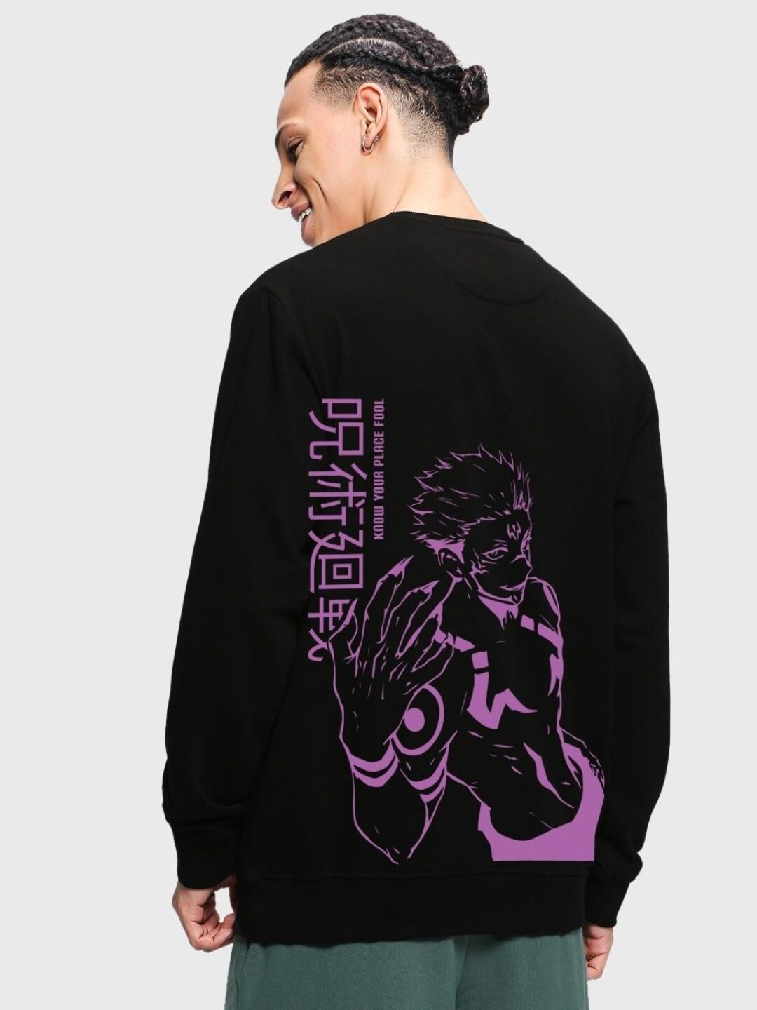 

Bewakoof Men Graphic Printed Fleece Sweatshirt, Black