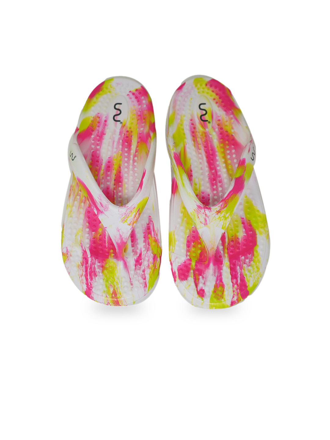 

Doubleu Women Printed Rubber Thong Flip-Flops, White