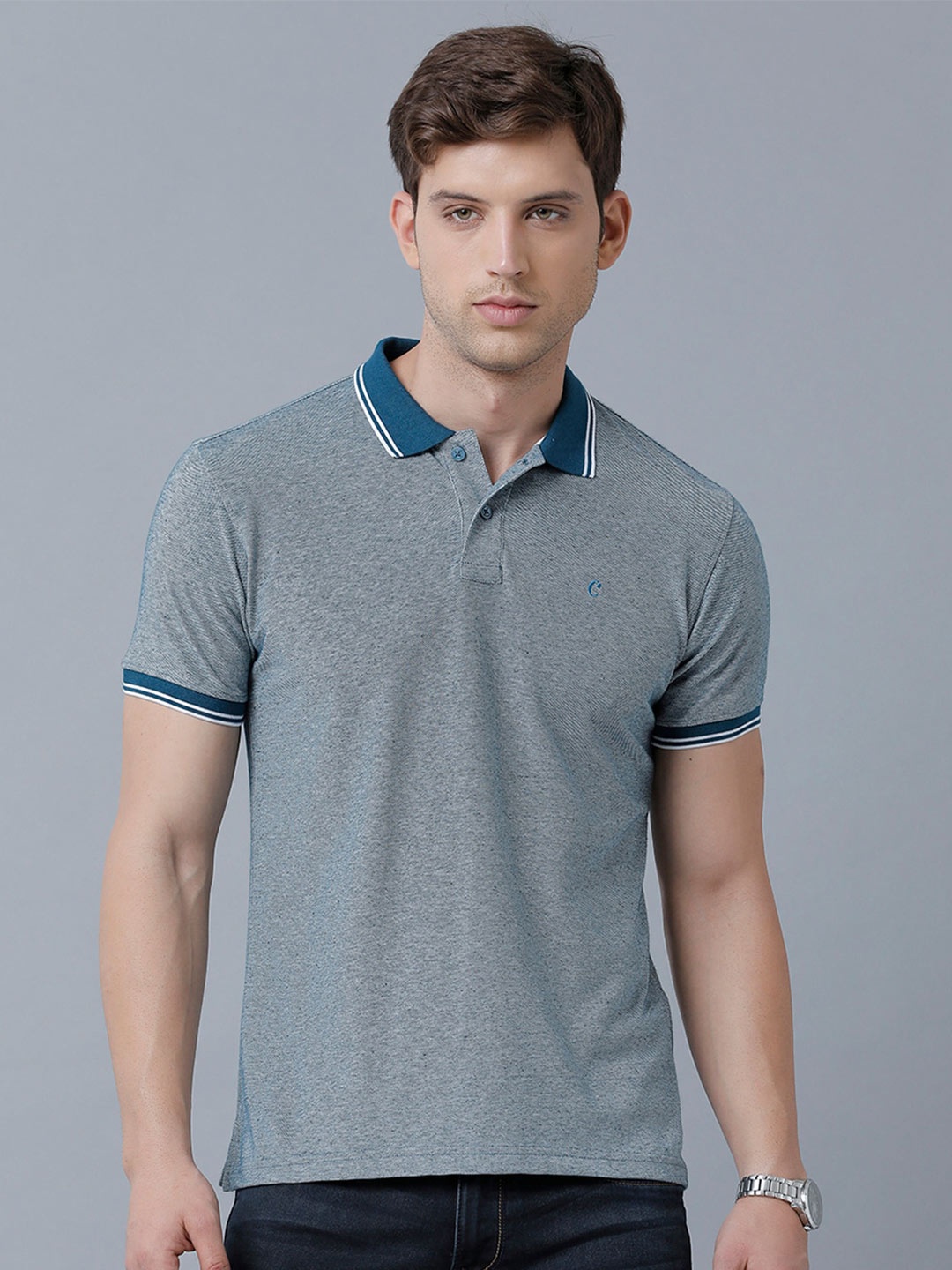 

CAVALLO by Linen Club Men Polo Collar Linen T-shirt, Teal