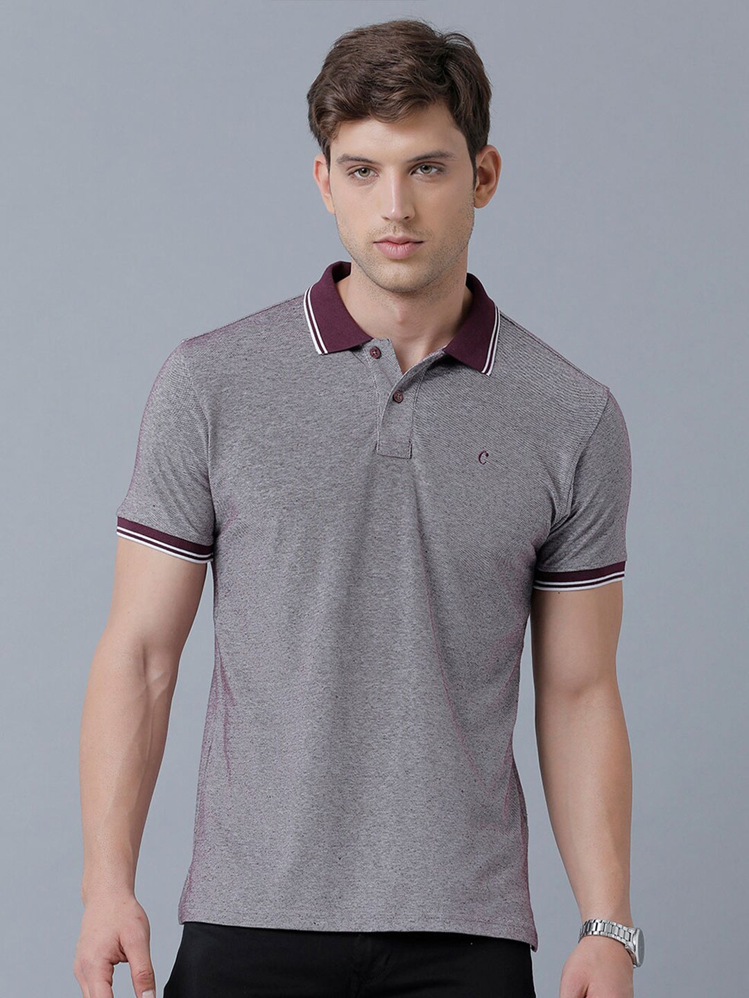 

CAVALLO by Linen Club Men Polo Collar Linen T-shirt, Purple