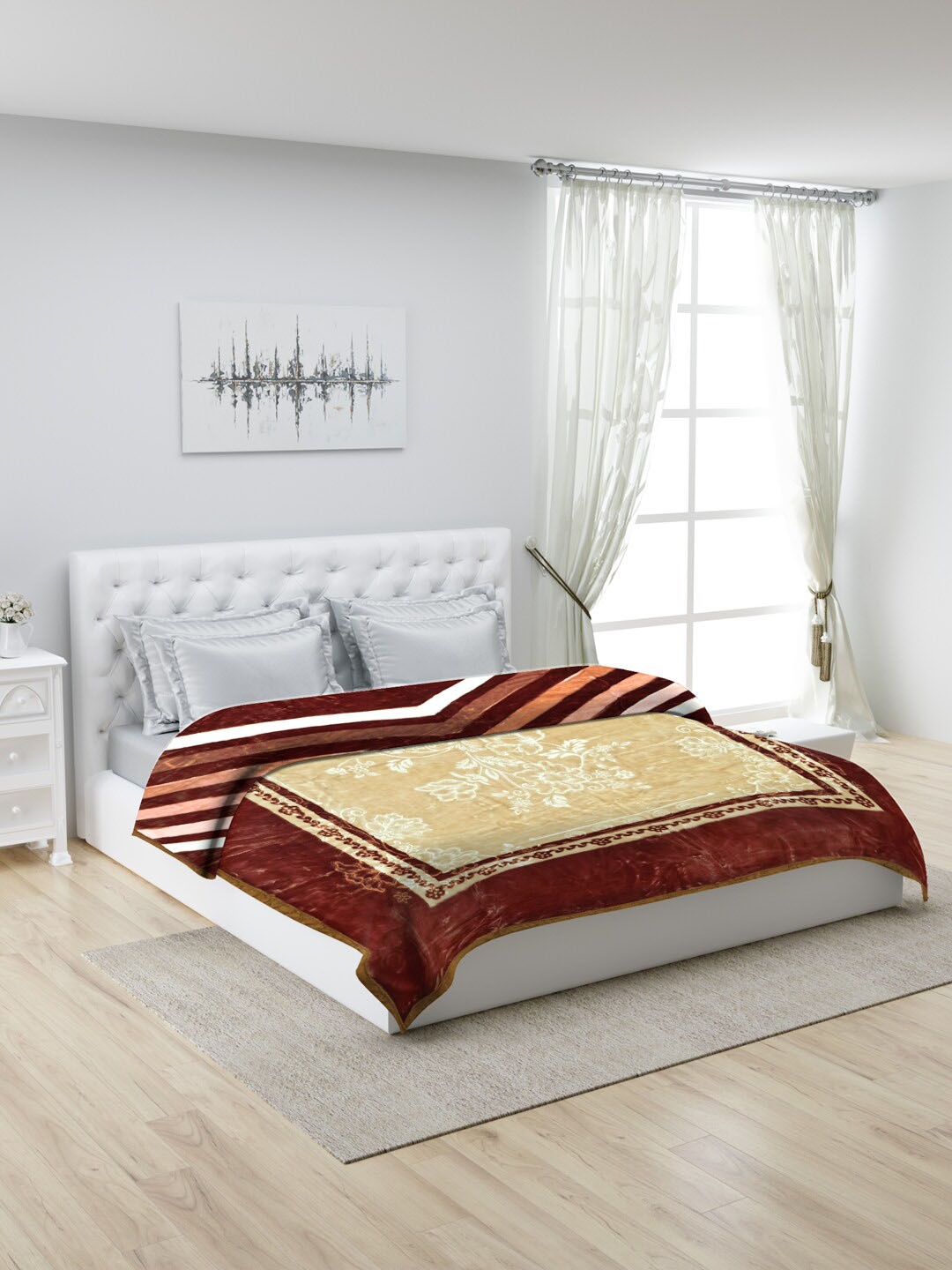 

Monte Carlo Brown & Beige Printed Mild Winter 1000 GSM Double Bed Blanket