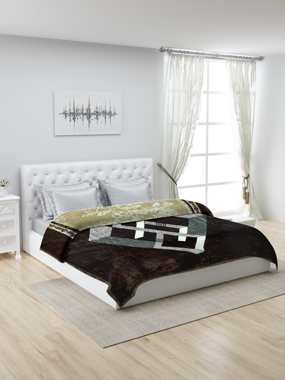 

Monte Carlo Brown & Green Printed Mild Winter 1000 GSM Double Bed Blanket