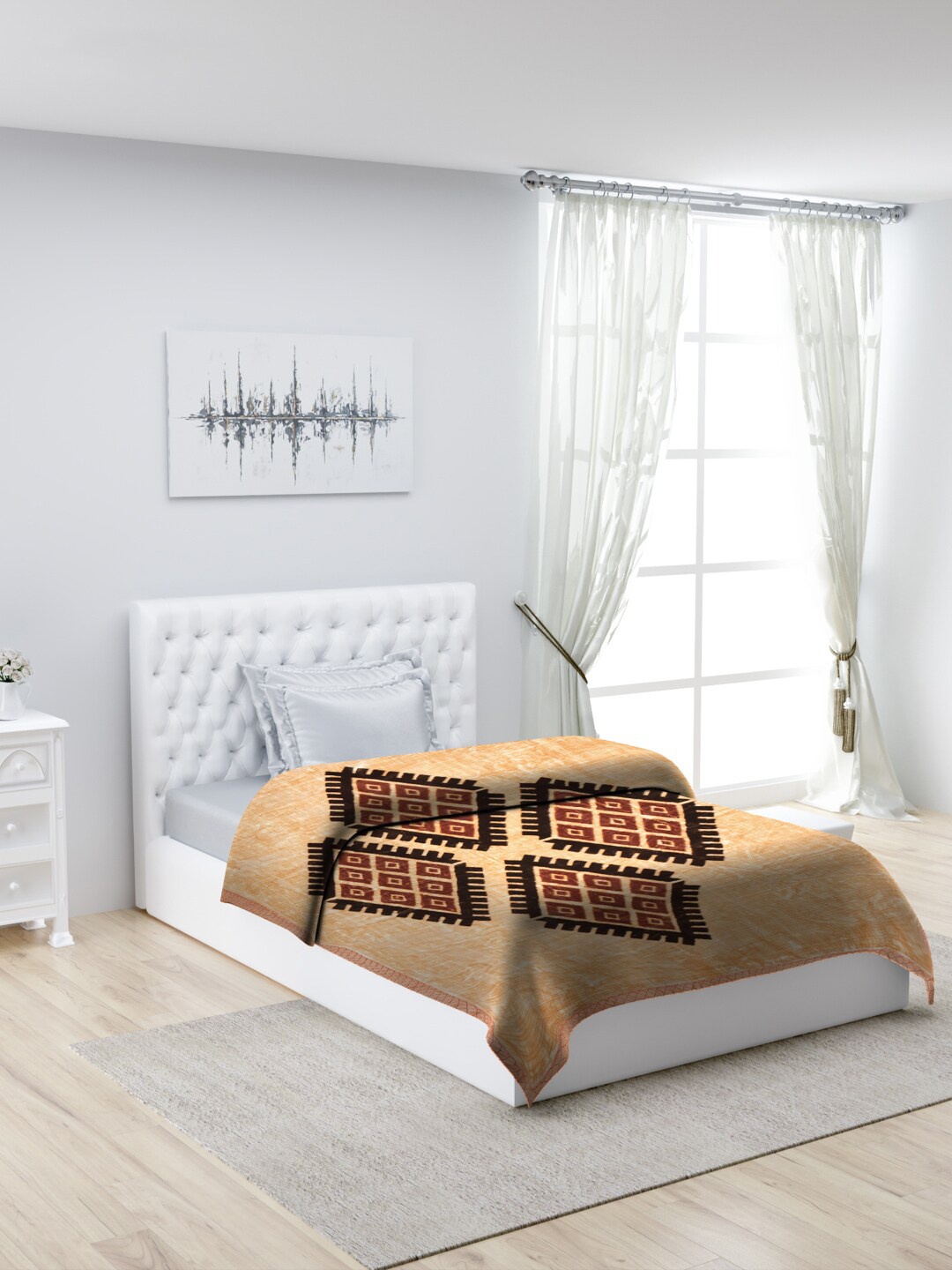 

Monte Carlo Brown & Maroon Printed Mild Winter 950 GSM Single Bed Blanket