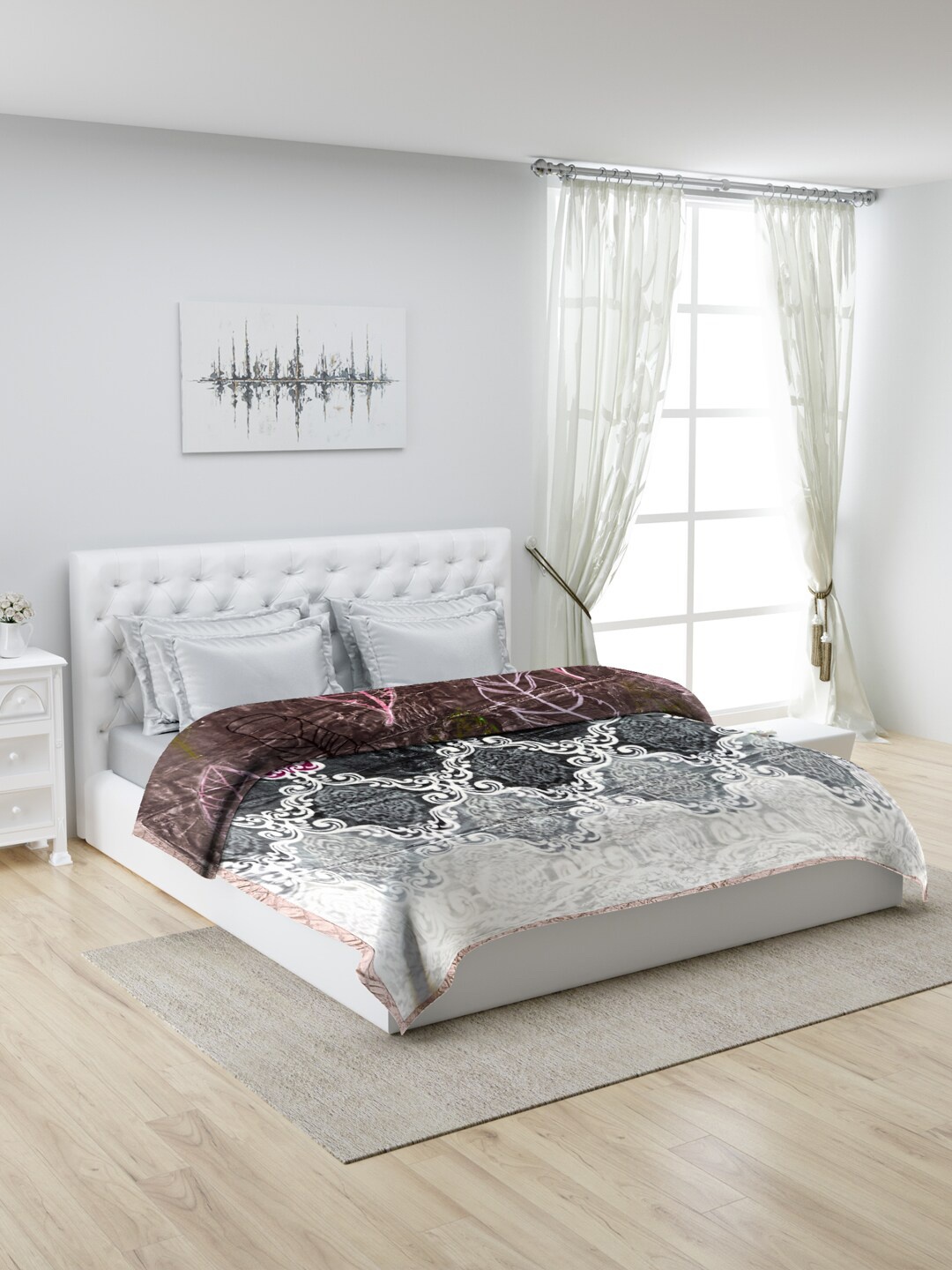 

Monte Carlo Brown & Grey Printed Mild Winter 1000 GSM Double Bed Blanket