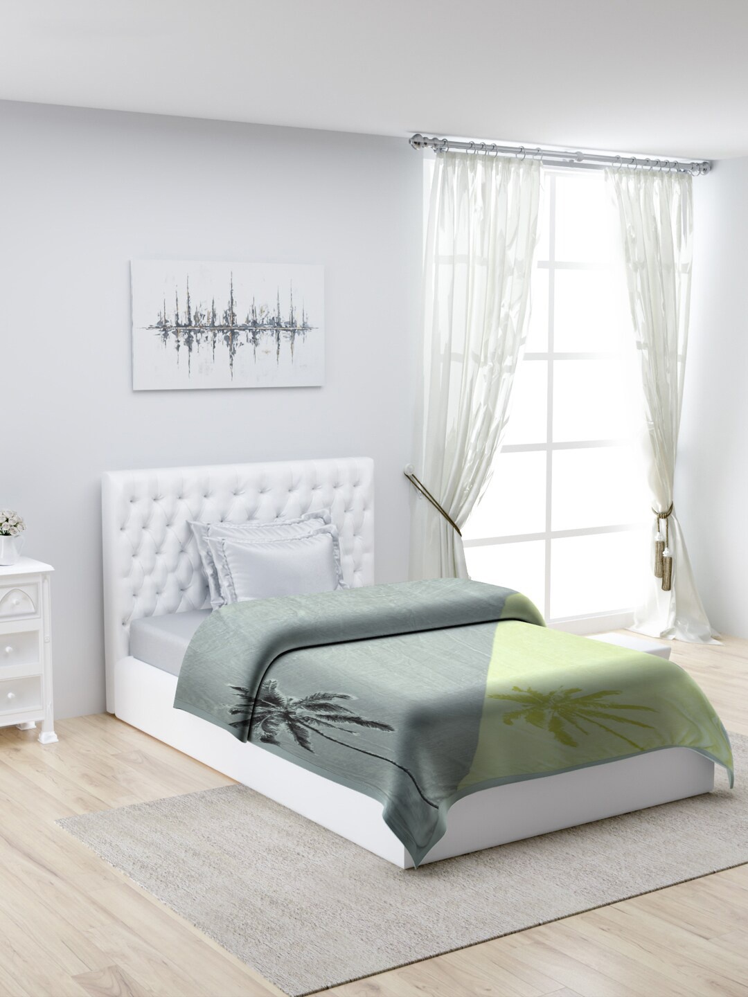 

Monte Carlo Green Printed Mild Winter 950 GSM Single Bed Blanket