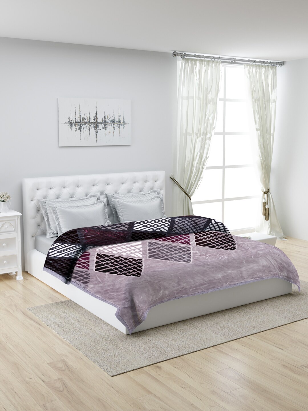 

Monte Carlo Purple Printed Mild Winter 1000 GSM Double Bed Blanket