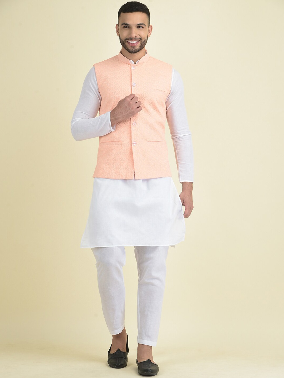 

DEYANN Men Pure Cotton Kurta with Pyjamas, White