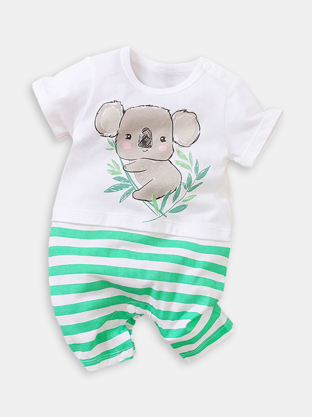 

Hopscotch Infant Printed Cotton Rompers, White