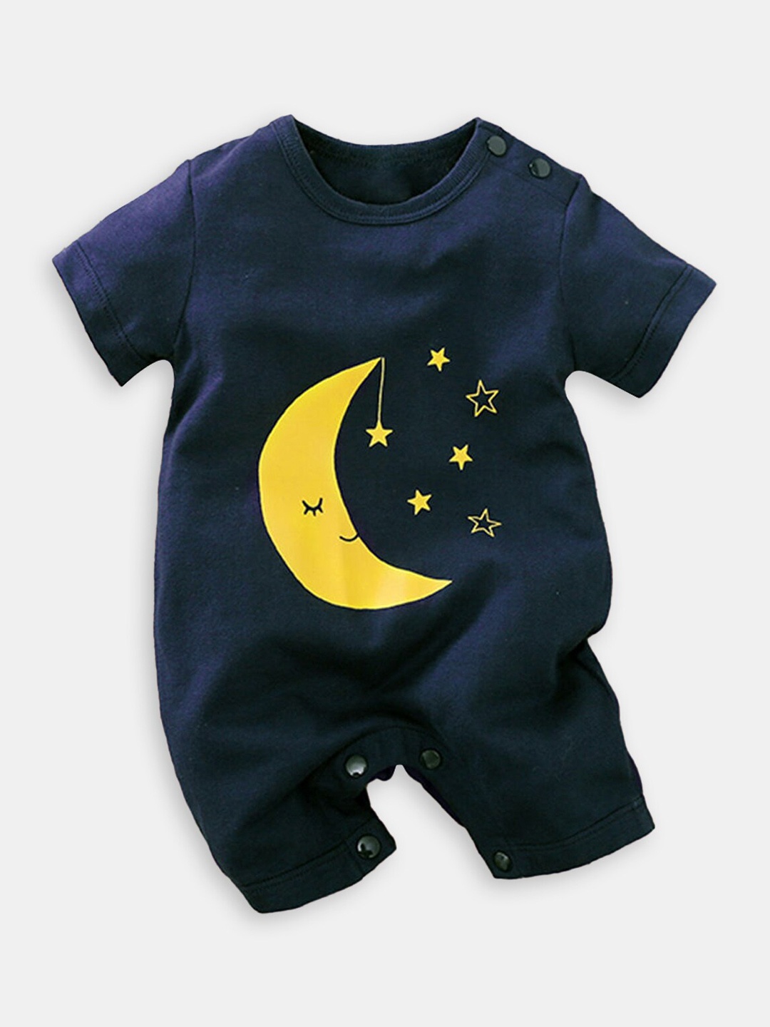 

Hopscotch Infants Girls Printed Cotton Romper, Navy blue