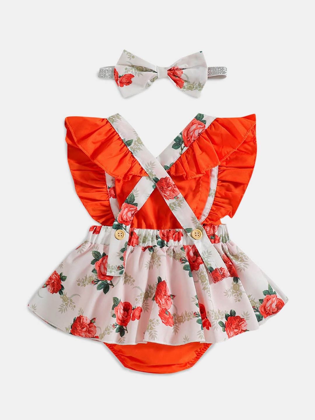 

Hopscotch Girls Printed Bodysuit, Orange
