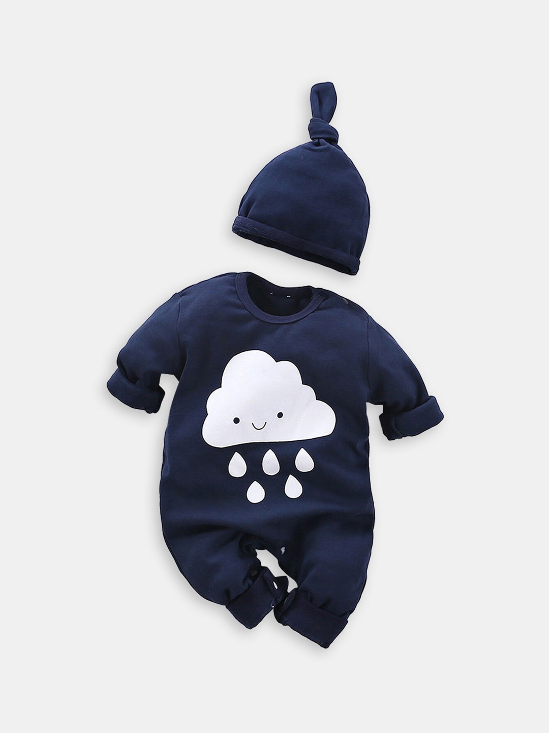 

Hopscotch Printed Pure Cotton Rompers, Navy blue