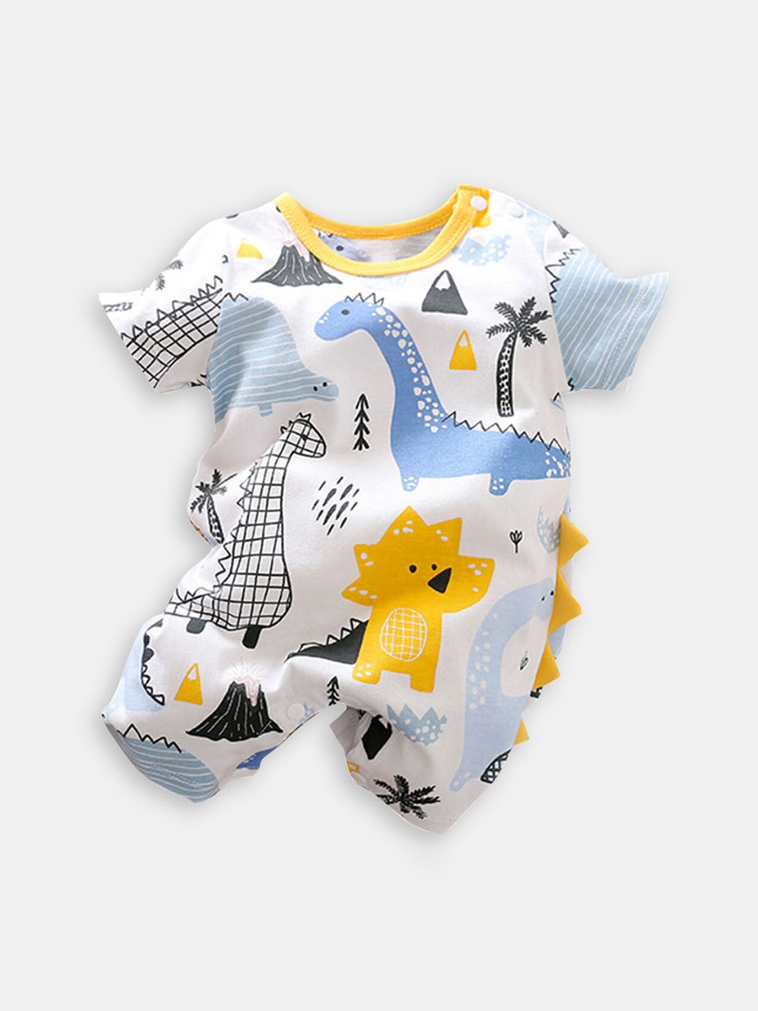 

Hopscotch Infant Boys Printed Cotton Rompers, White