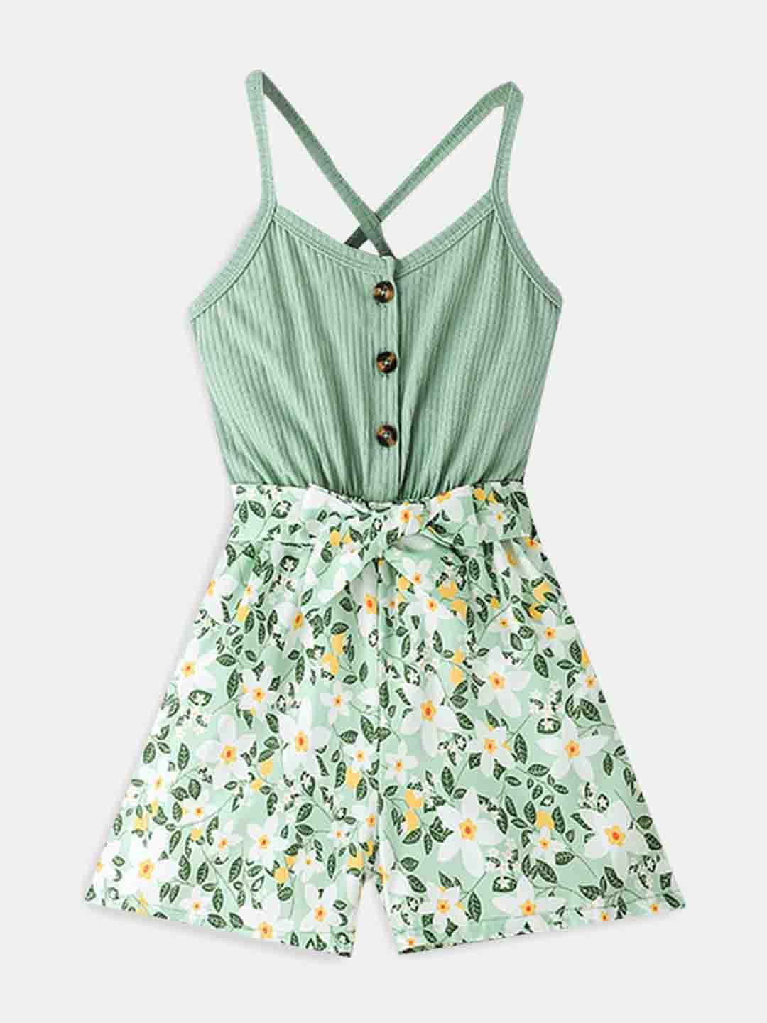 

Hopscotch Girls Printed Playsuit, Green