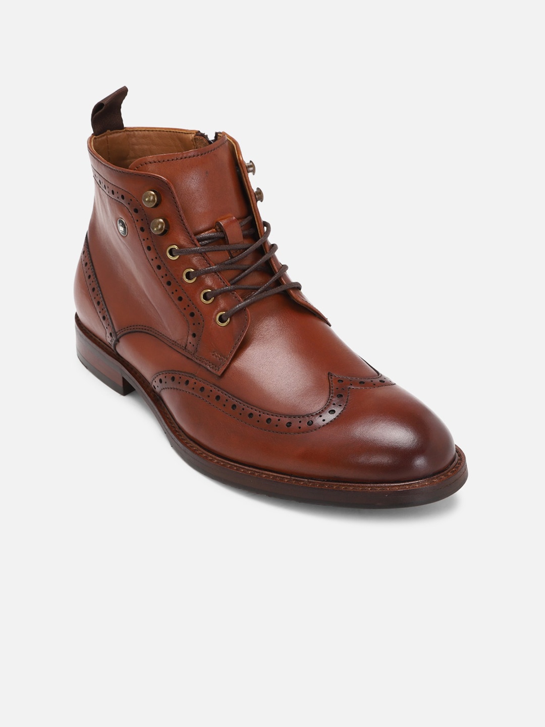 

Louis Philippe Men Textured Leather Regular Boots, Brown