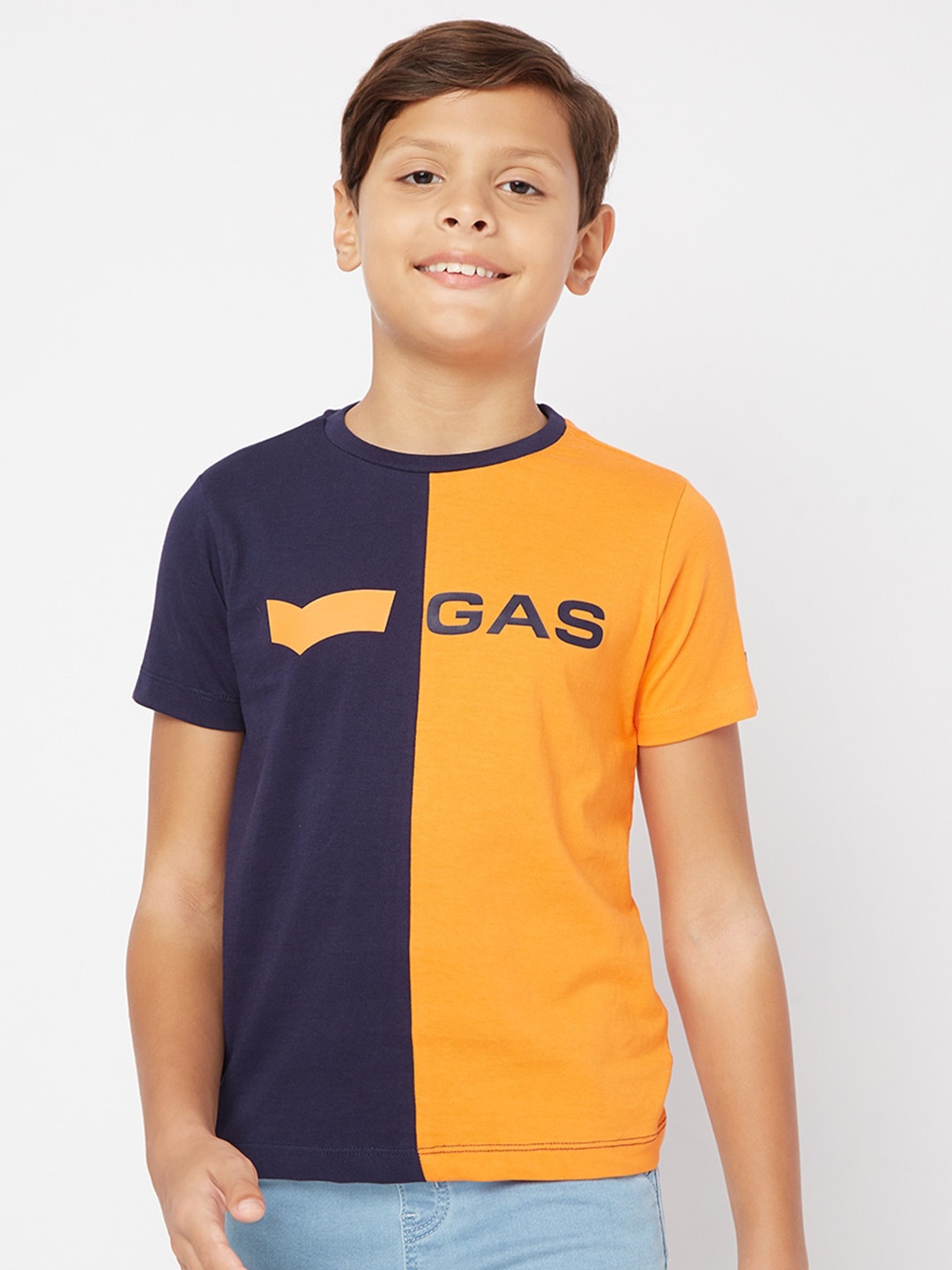 

GAS Boys Colourblocked Cotton T-shirt, Orange