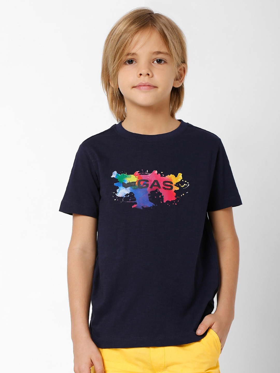 

GAS Boys Typography Printed T-shirt, Navy blue
