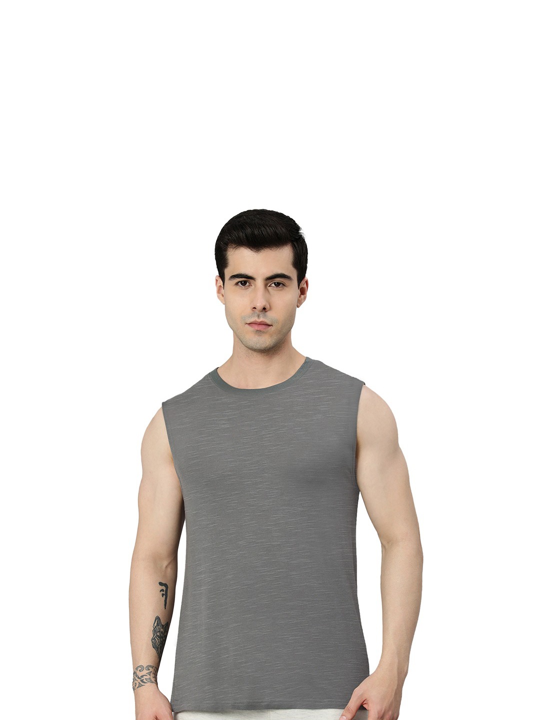 

Heelium Men Bamboo Super Soft & Odour Free Comfort Fit Gym Vest, Grey
