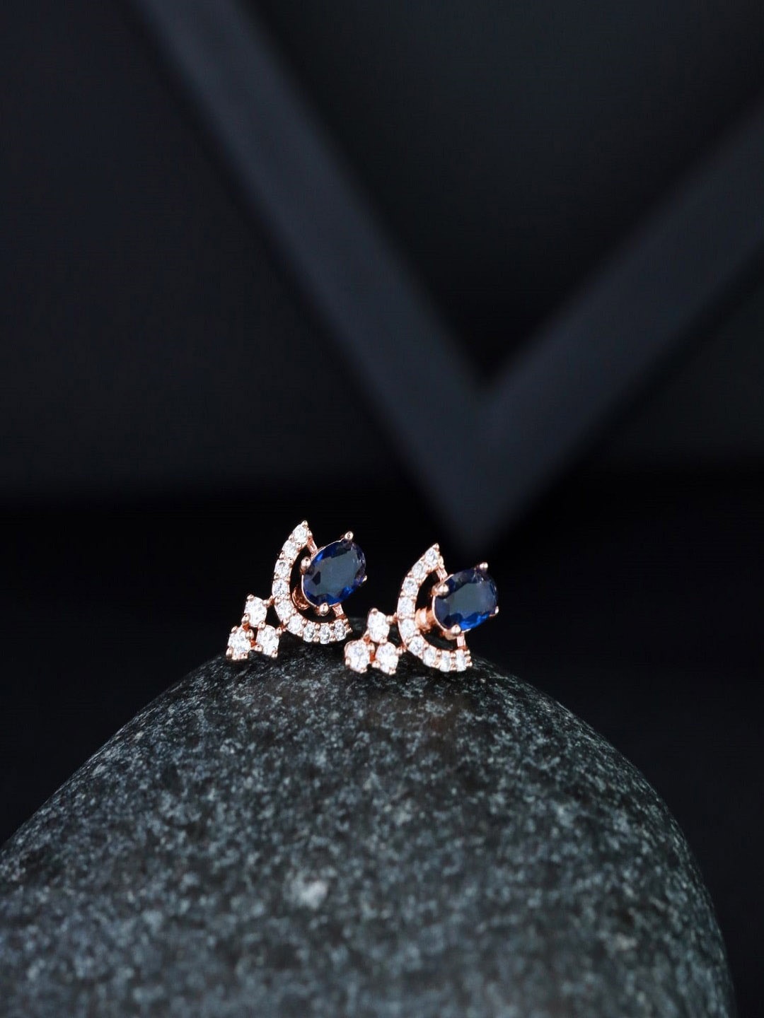 

I Jewels Rose Gold Plated Studs Earrings, Purple