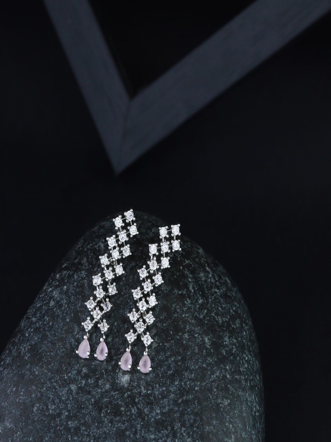 

I Jewels Silver Plated Contemporary Studs Earrings, Pink