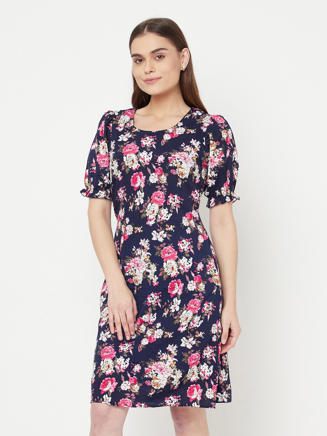 

RAASSIO Floral Printed Dress, Navy blue