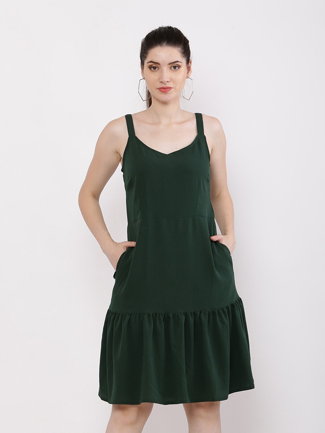 

RAASSIO Crepe A-Line Dress, Green