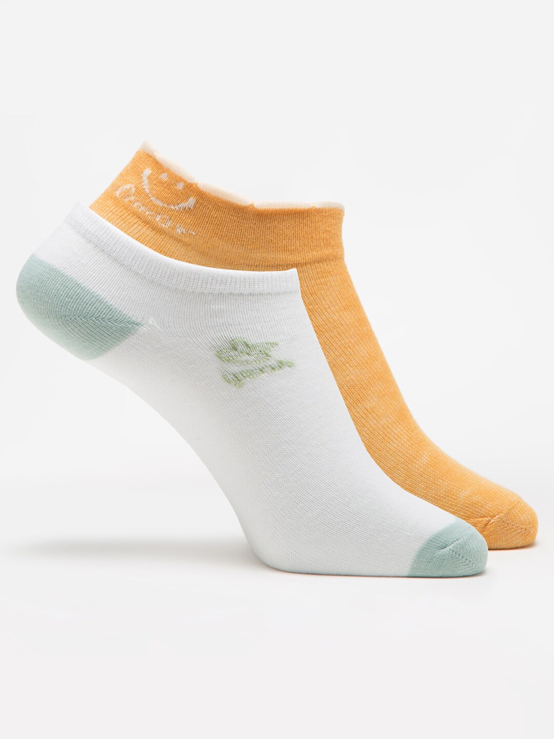 

J Style Women White and Orange Pack Of 2 Shoe Liners
