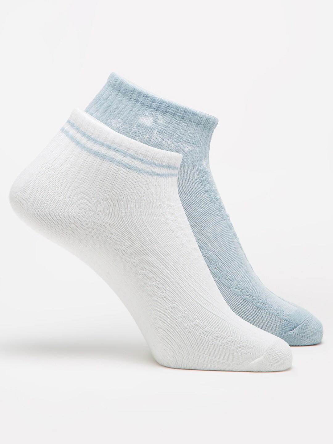 

J Style Women White and Blue Pack Of 2 Ankle Length Socks