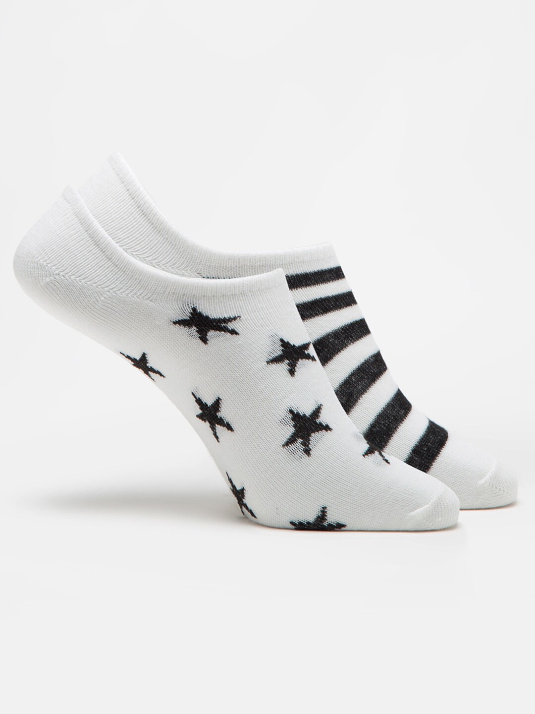 

J Style Women White and Black Pack Of 2 Patterned Shoe liners