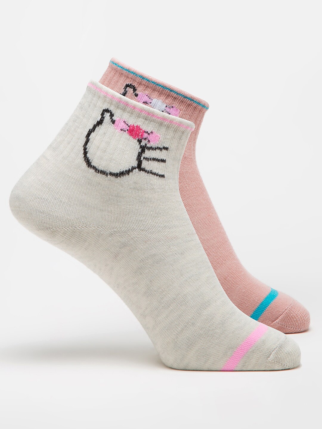 

J Style Women Pack Of 2 Assorted Patterned Ankle-Length Socks